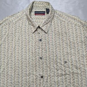 VTG JOHN HENRY VIVA TROPICAL Men Large Ivory AOP Viscose‎ Camp Shirt